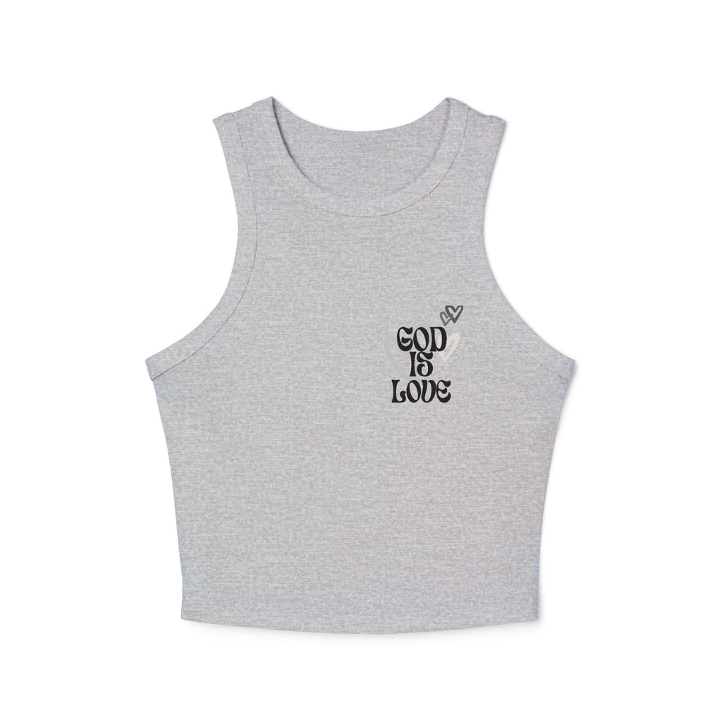Faith-Inspired Women's Racer Tank Top | God is Love, Jesus, Crop Top, Casual Wear, Summer Outfit, Gift for Believers
