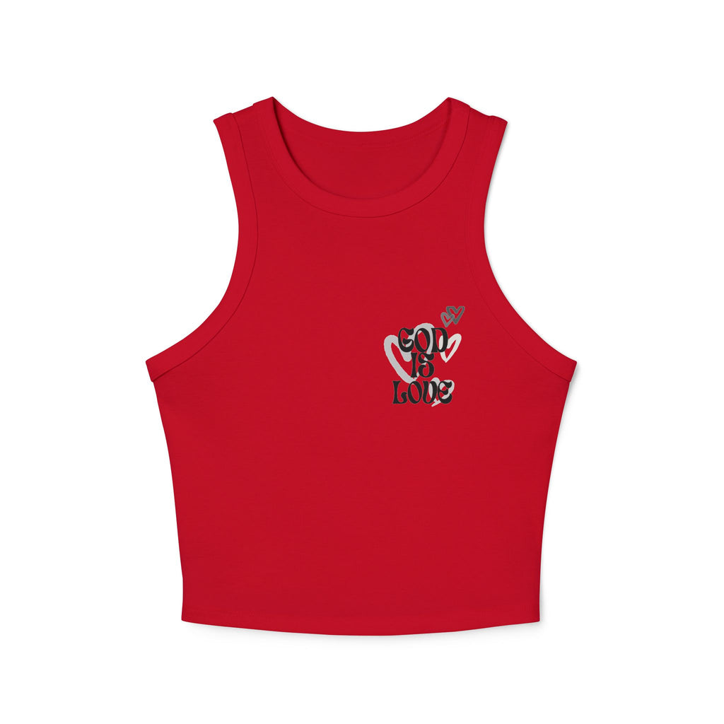 Faith-Inspired Women's Racer Tank Top | God is Love, Jesus, Crop Top, Casual Wear, Summer Outfit, Gift for Believers