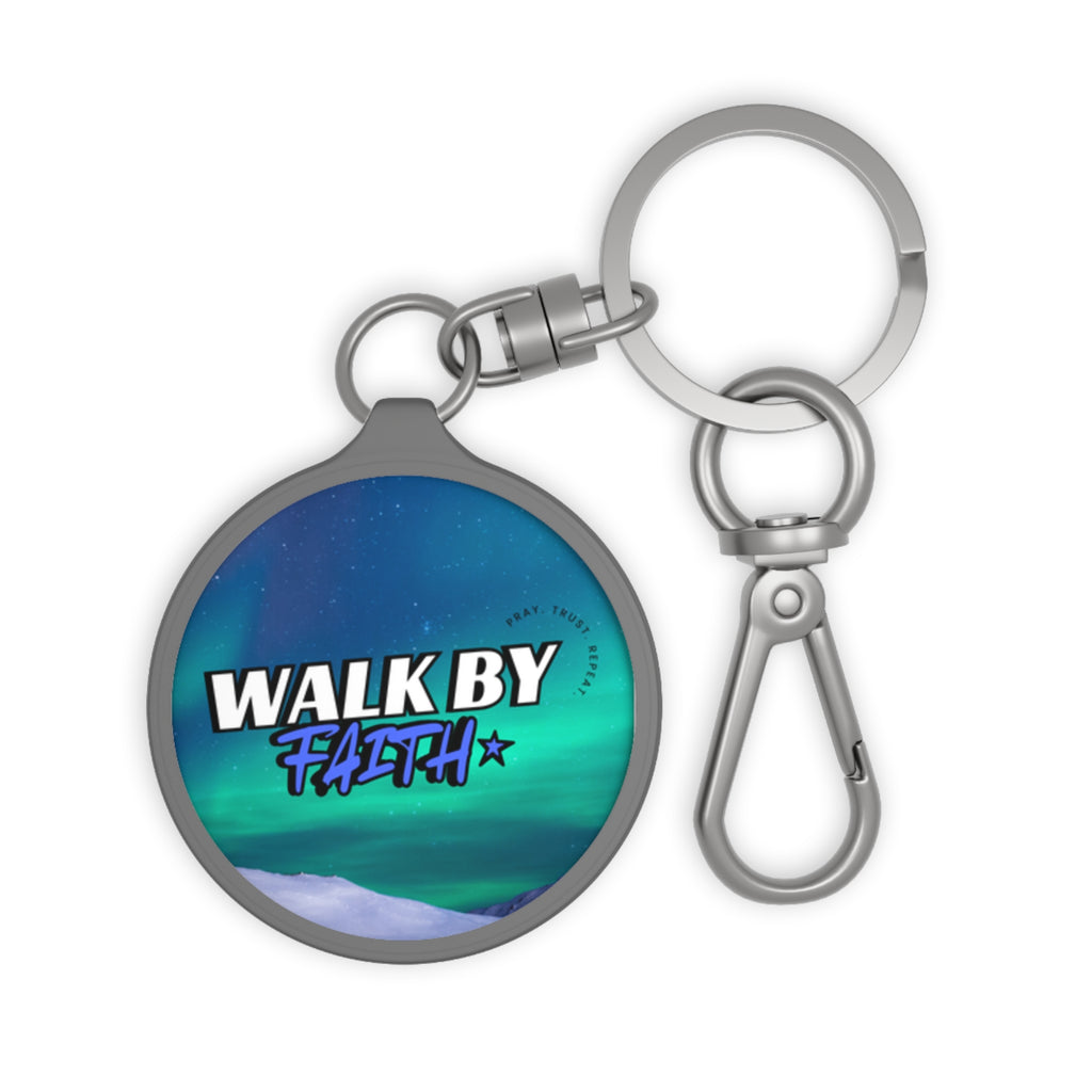 Inspirational Keyring Tag - 'Walk By Faith' Floral Design - Perfect Gift for Faith Lovers