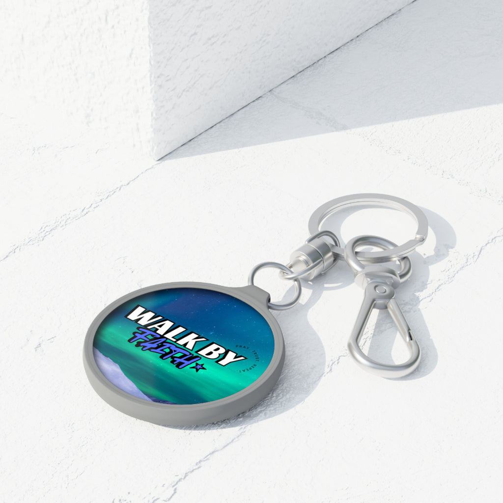 Inspirational Keyring Tag - 'Walk By Faith' Floral Design - Perfect Gift for Faith Lovers