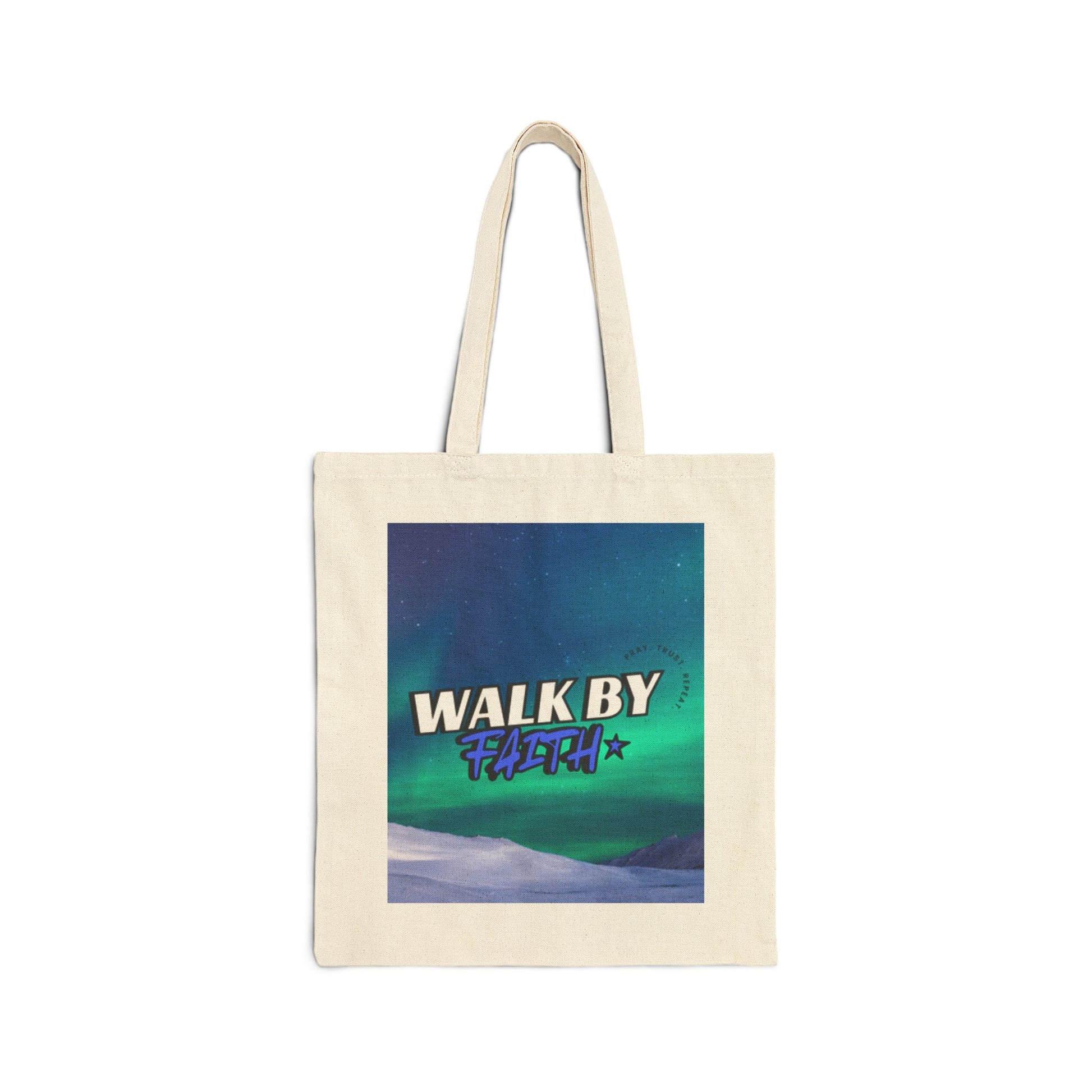 Walk by Faith Cotton Canvas Tote Bag - Inspirational Eco-Friendly Shopping Bag
